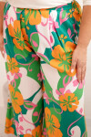 Dámské kalhoty Plus Size z viskózy s květinovým vzorem oranžová UNI