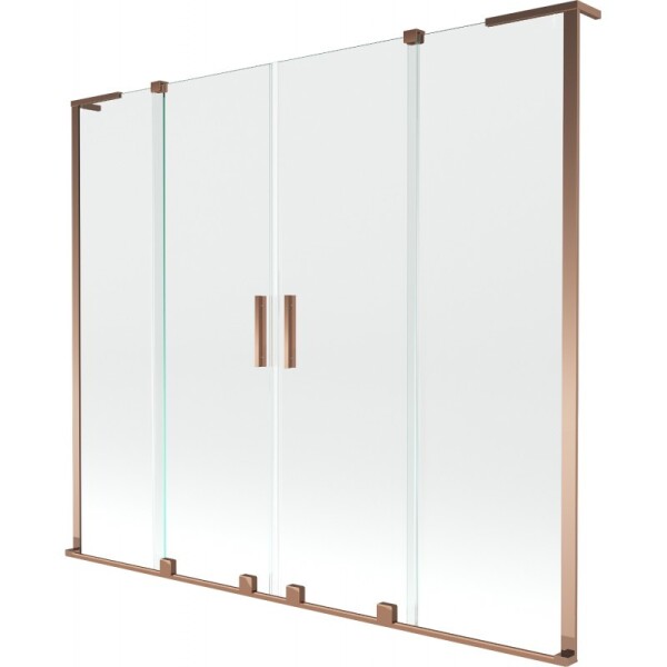 MEXEN/S - Velar L Duo dvoukřídlá posuvná vanová zástěna 200 x 150, transparent, růžové zlato 896-200-003-02-60