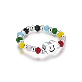 Stříbrný prstýnek Rainbow Smile - srdce, stříbro 925/1000, nastavitelná Barevná/více barev