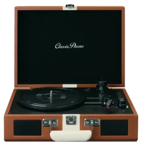 Lenco TT 120BNWH hnědá, černá / Gramofon v kufříku / 33 45 78 RPM / BT / RCA / předzesilovač / repro