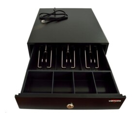 Virtuos pokladní zásuvka mikro EK-300C, 9V-24V, s kabelem 24V, pořadač 3/4, černá