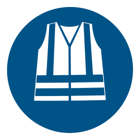 Djois podlahová značka kulatá - Používej reflexní vestu, Ø 430 mm, 1 ks