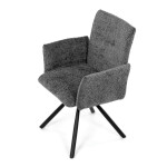 Židle jídelní, šedá látka, černý kov, otočný mechanismus 90°/90° (L/P) - funkce reset