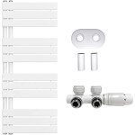 CERANO - Koupelnový radiátorový set Theo - ústřední vytápění - asymetrické připojení 50 mm - 575W - bílá lesklá - 1200x500 mm CER-031859