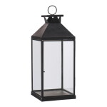 Ib Laursen Kovová lucerna Flat Chimney 31,5 cm, černá barva, sklo, kov