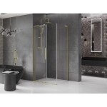 MEXEN/S - Velar L sprchový kout, posuvné dveře 110 x 120, transparent, zlato kartáčovaná 871-110-120-03-55
