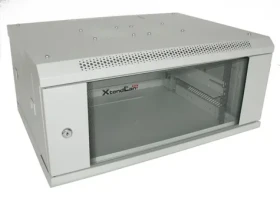 XtendLan Nástěnný rozvaděč 4U/600x450 šedý / Rozvaděč / skleněné dveře / nosnost 60 kg / 600×450 mm (WS-4U-64-GREY-P)