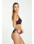 Dámské kalhotky Velvet Bloom Tanga Brasil - Julimex fialová vzor M