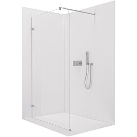 CERANO Sprchová zástěna Walk-in Orbis Round L/P - 8 mm - kulatá vzpěra - chrom, transparentní sklo - 150x200 cm