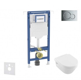 GEBERIT - Duofix Set předstěnové instalace, klozetu a sedátka Villeroy Boch, tlačítka Sigma01, DirectFlush, SoftClose, CeramicPlus, lesklý chrom SANI11CK1108