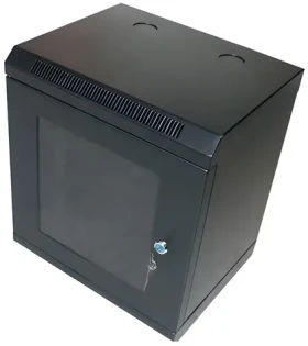 XtendLan Skříň 10" 12U 280×350 mm černá / Nástěnný rozvaděč / prosklené dveře (WT-12U-2835-BLACK)
