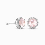 Emporial stříbrné peckové náušnice GU-DR2564E-SILVER-ROSEQUARTZ-ZIRCON