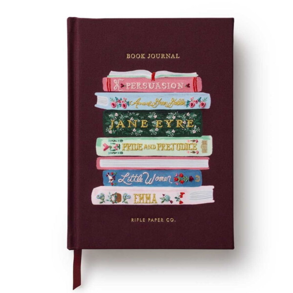 Rifle Paper Co. Vyšívaný linkovaný deník Ladies Night Book Club, červená barva, papír