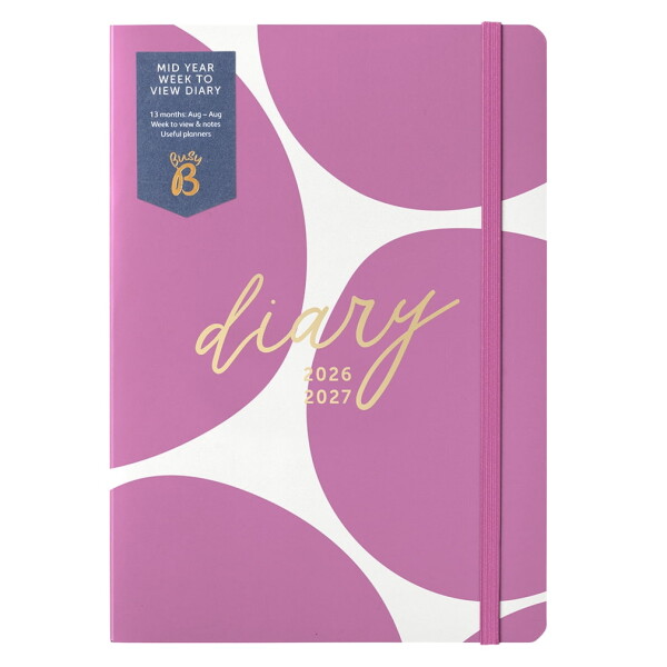 Busy B Týdenní diář Week to View Spot A6 – 2026/27, fialová barva, papír