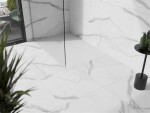 MEXEN/S - Stone+ obdélníková sprchová vanička 130 x 80, bílá, mřížka bílá 44108013-W