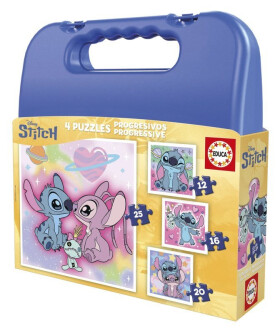 Puzzle v kufříku Stitch 4v1 (12,16,20,25 dílků)