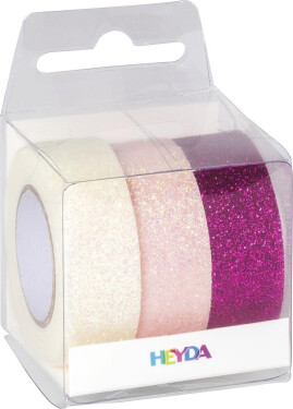 Sada samolepicích papírových washi pásek Heyda - Růžová, fialová, bílá