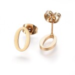 Sada přívěsku a náušnic z nerezové oceli - písmeno - zlatá - 20 ~ 23 mm x 13 ~ 19 mm - 1 ks Písmena: E