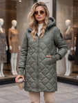 Dlouhá dámská prošívaná přechodová bunda, zelená, FashionStreet TY5863 S