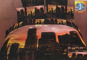 Bavlněné povlečení na postel s mrakodrapy velkoměsta při soumraku Šířka: 160 cm | Délka: 200 cm, 1ks plachta zdarma 200 x 245cm 2ks 40x40 cm (standard zdarma) Šířka: 160 cm | Délka: 200 cm, 1ks plachta zdarma 200 x 245cm