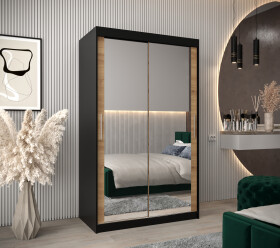 Šatní skříň Abi T3 Barva korpusu: Černá, Rozměry: 120 cm, Dveře: Dub artisan