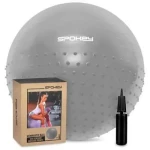 Spokey HALF FIT šedý / Gymnastický míč / 2v1 masážní / 65 cm / pumpička v balení (5902693298922)