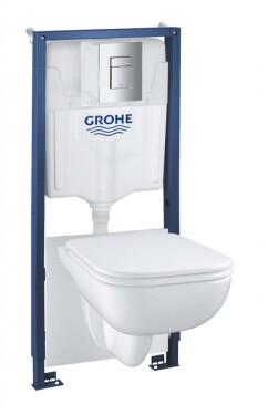 GROHE - Solido Set předstěnové instalace, klozetu Edge Ceramic a sedátka softclose, tlačítko Even, chrom 39817000