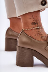 Kůže Polobotky Na Sloupku S Ozdobou Tmavě Béžové Gelanor 40