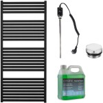 CERANO Koupelnový elektrický radiátorový set Vincenzo - 600W - černá matná - 1330x600 mm