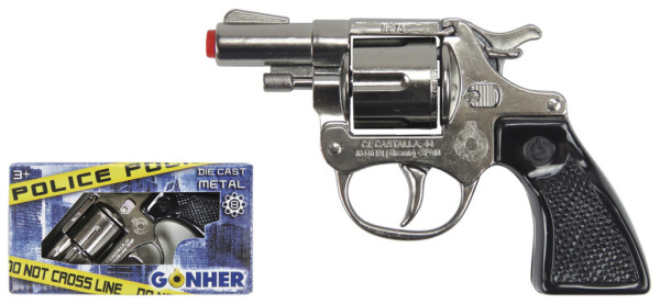 Policejní revolver kovový stříbrný kovový 8 ran - Alltoys Gonher