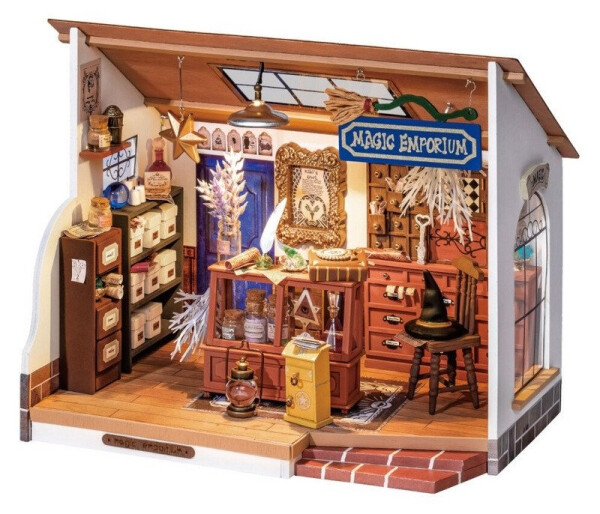 3D Dřevěná skládačka: Miniatura domečku - Kouzelnický krámek