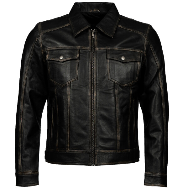 Pánská Kožená Bunda Herresy Rub Off Brixton Černá Velikost: 5XL