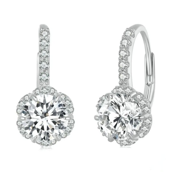 Luxusní stříbrné náušnice Viviane 1 ct MOISSANITE + CERTIFIKÁT, Stříbrná certifikát GRA, hadřík na čištění stříbra, dárková krabička