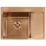 REA - Ocelový dřez Fin BRUSH COPPER bez kuchyňské baterie ZLE-06018