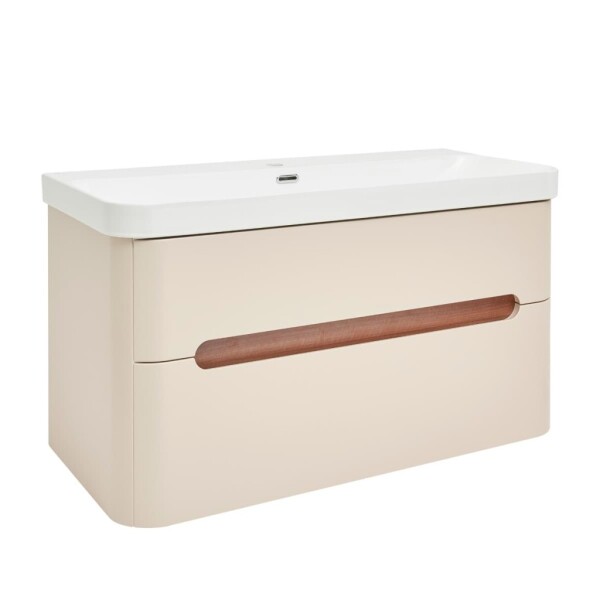 Koupelnová skříňka s umyvadlem SAT Fusion 97,5x53x45 cm pískově béžová mat SATFUSION2100BEU SATFUSION2100BEU
