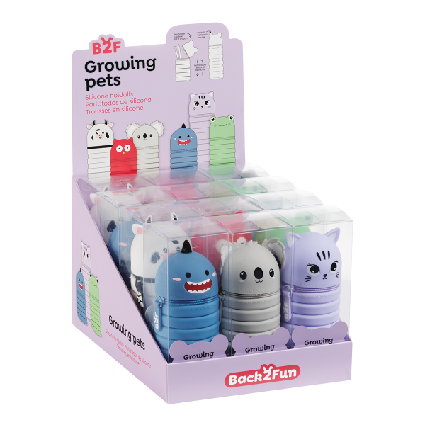 Miquelrius B2F - roztahovací penál Growing Pets, mix motivů, 12 ks, displej, mix barev