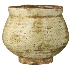 Ib Laursen Keramický obal na květináč Light Green Crackle, přírodní barva, keramika