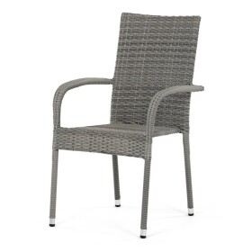 Židle zahradní, šedý umělý ratan, kov, stohovatelná.
