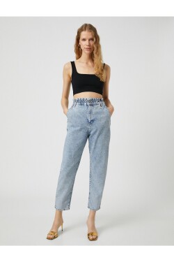 Koton Elastic Waist Jeans High Waist - Baggy Jean