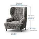 Bielastické potahy UNIVERSO NOVÉ žíhané černobílé křeslo ušák (š. 60 - 110 cm)