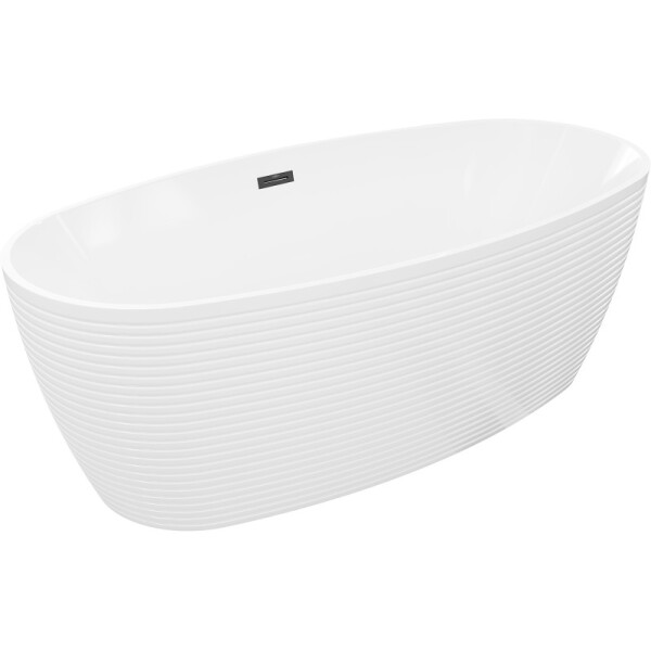MEXEN/S - Lira volně stojící vana vzor 170 x 80, bílá, sifon a přepad černá 52831708000-70