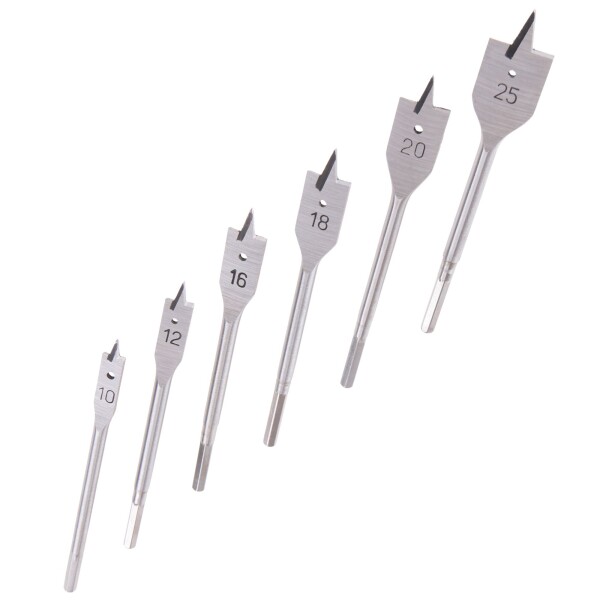 LEVIOR 20901 Vrtáky do dřeva, kopinaté, sada 6ks, pr. 10-25mm