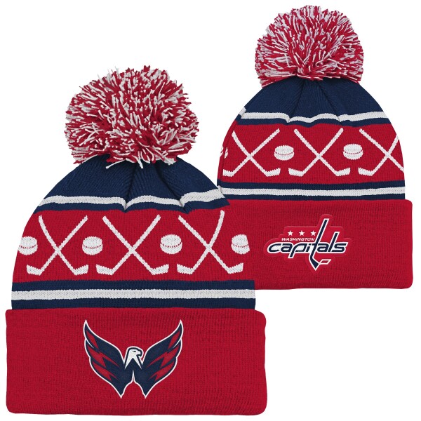 Outerstuff Dětská batolecí zimní čepice Washington Capitals NHL Face-Off Cuff Pom