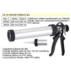 Pistole vytlačovací 600 ml trubková Alu Festa 38004
