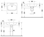 DURAVIT - D-Code Umyvadlo 65x50 cm, s přepadem, s otvorem pro baterii, bílá 23106500002