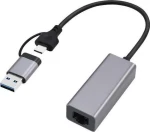 Gembird A-USB3AC-LAN2G-01 šedá / Síťový adaptér / USB-C + USB-A / RJ-45 2,5 Gbit/s (A-USB3AC-LAN2G-01)