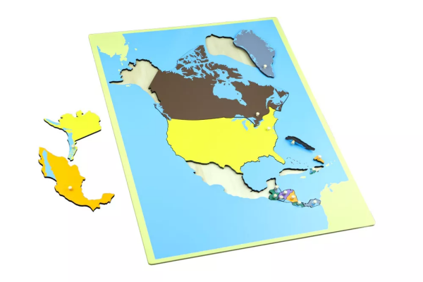 Moyo Montessori Moyo Montessori Puzzle - mapa Severní Amerika - bez rámečku