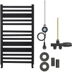CERANO Koupelnový radiátorový set Enrico - kombinované vytápění, wifi tyč - boční jednobodové připojení - 300W - černá matná - 970x550 mm
