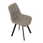 Židle jídelní, béžová látka v dekoru broušené kůže, černý kov