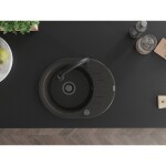 MEXEN/S - Kevin granitový dřez 1 s odkapávačem včetně baterie Elia, černá/zlatá metalik 6517-75-670101-70-B